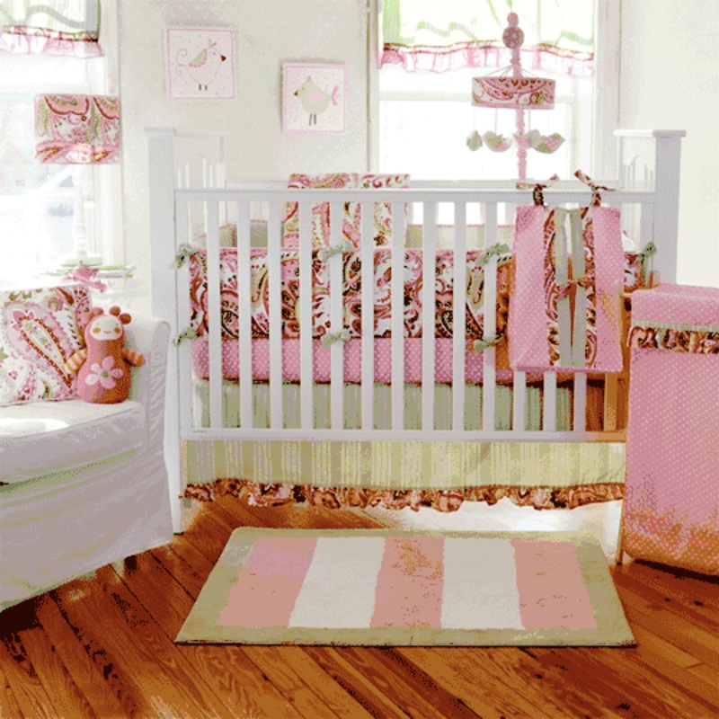 My Baby Sam Paisley Splash in Pink 4 Piece Crib Bedding Set