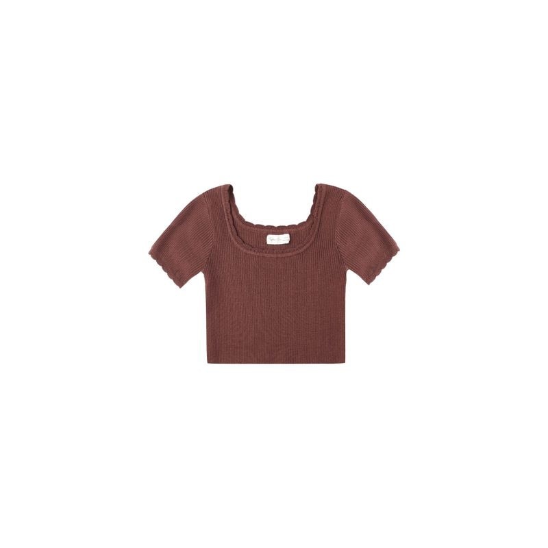 Rylee + Cru Scallop Tee – Burgandy
