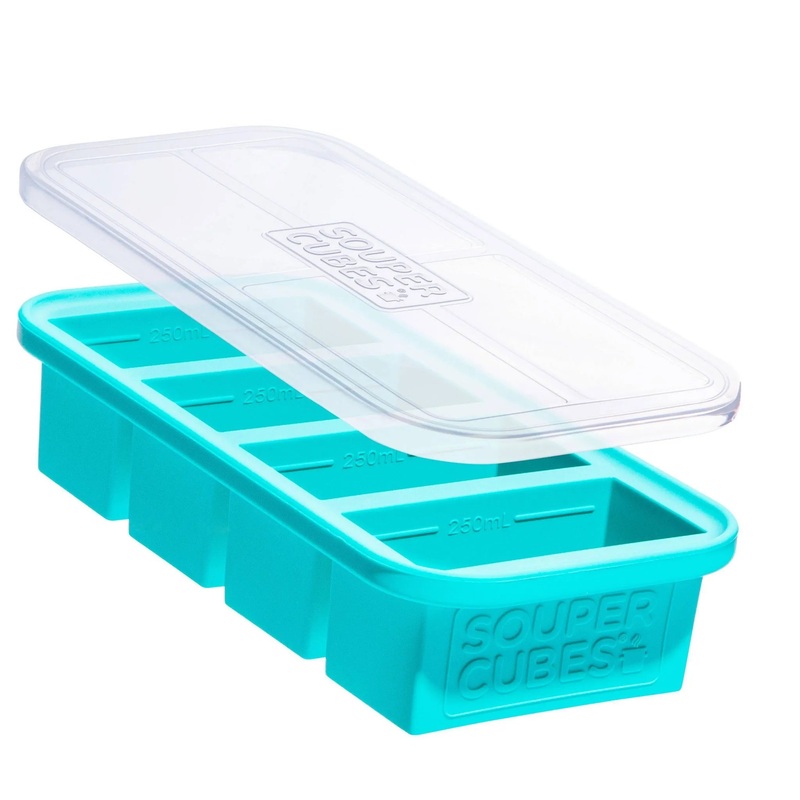 Souper Cubes Food Freezing Tray with Lid Aqua Blue