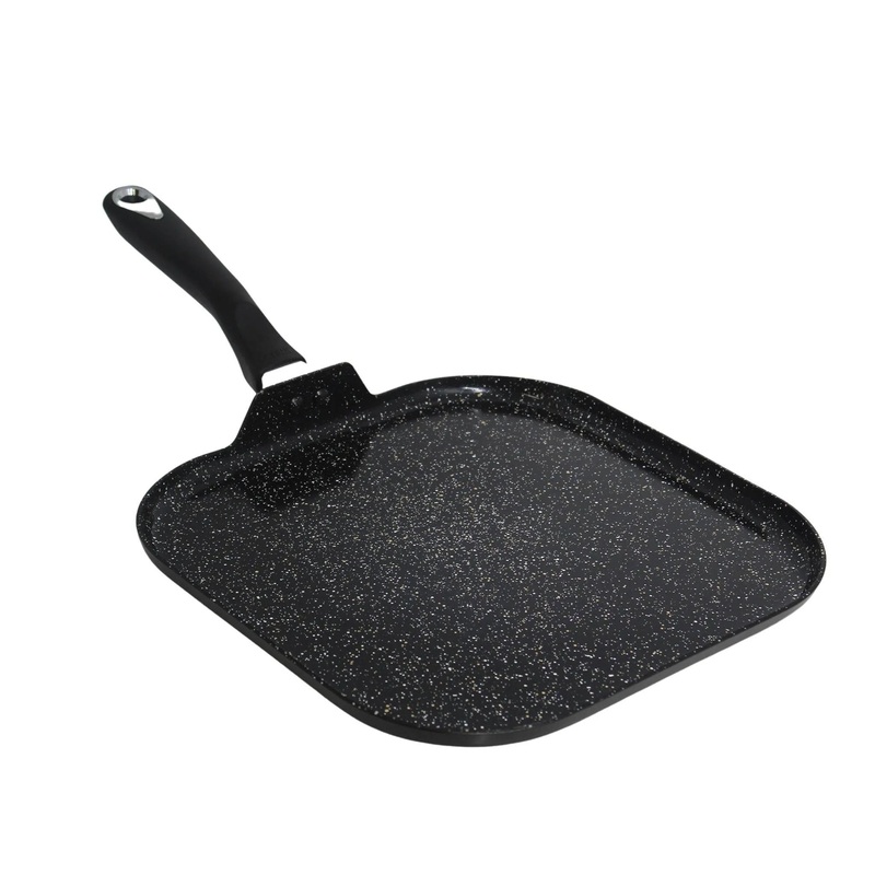 11″ Ceramic Bistro Square Griddle Black: Pancake & Tortilla Stovetop Griddle, Aluminum, Hand Wash