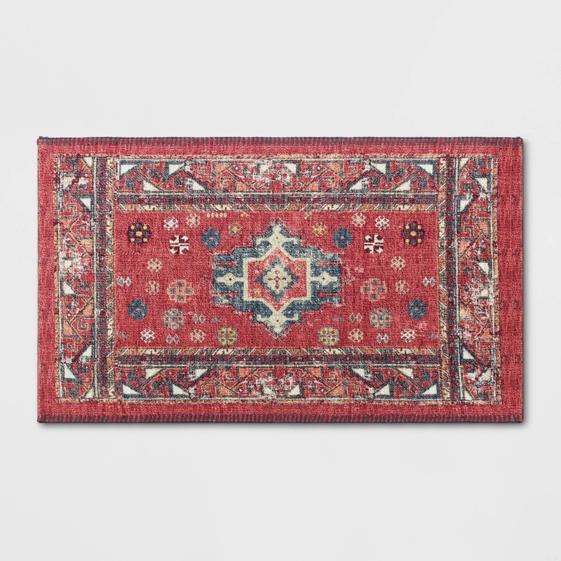 34″ x 20″ Vintage Persian Medallion Kitchen Rug Red