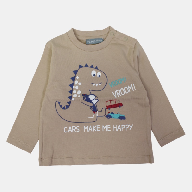 Baby Boys Cotton Long-Sleeved T-Shirt  Beige