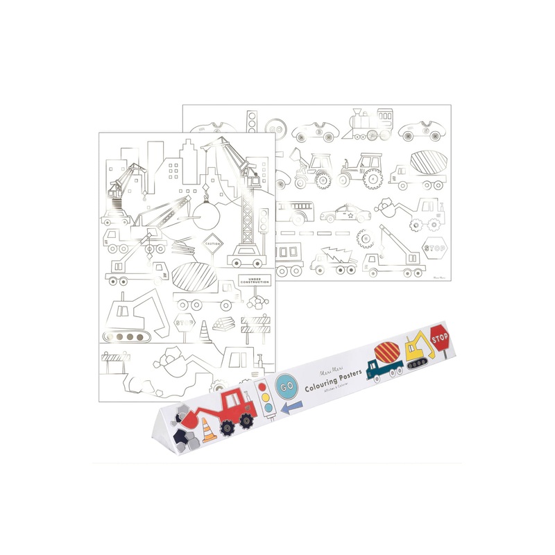 Meri Meri  Construction Coloring Posters – Set Of  2