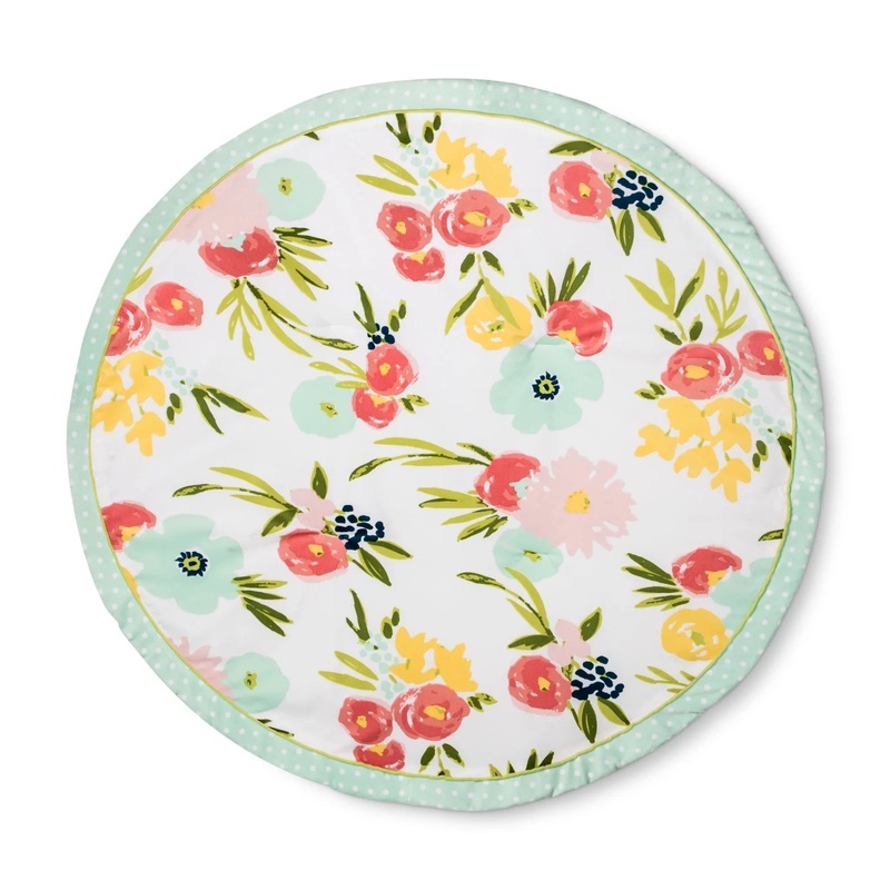 Round Activity Playmat Floral – Pink/Light Green