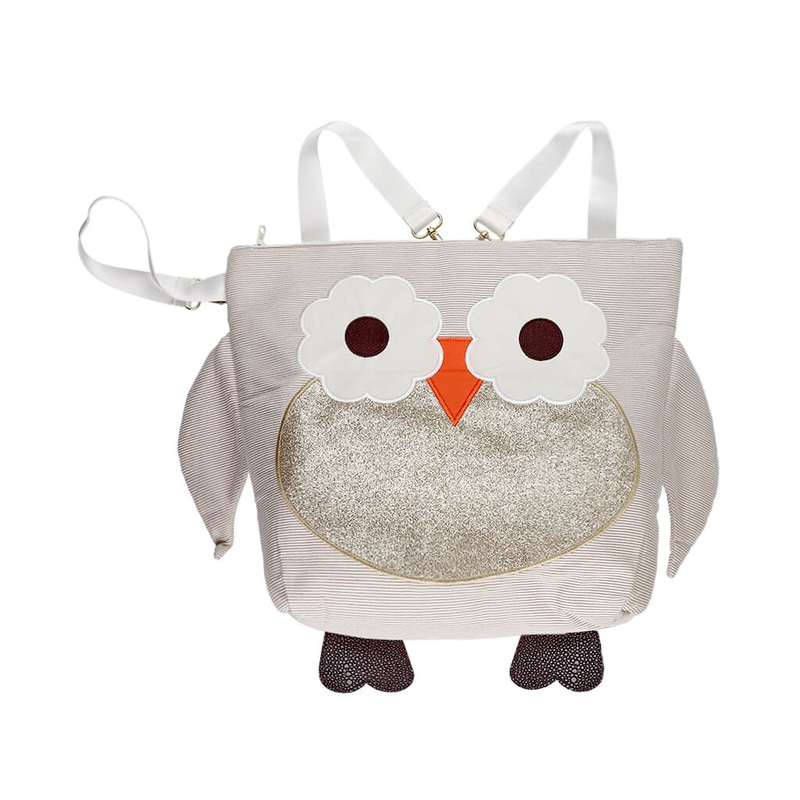 Wet + Dry Backpack Glitter Gold Owl Bella