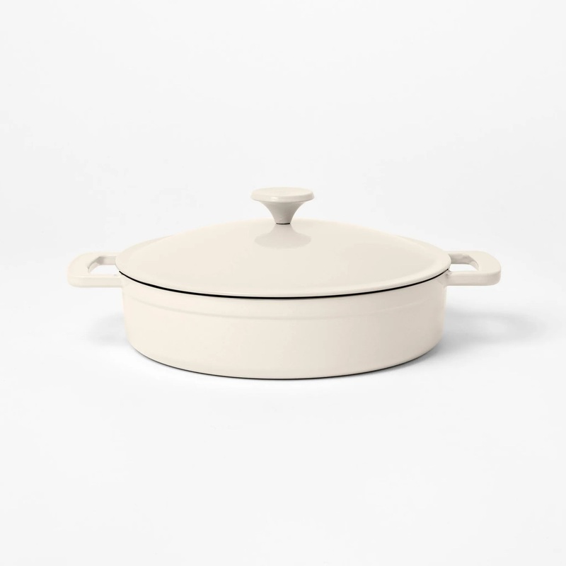 3.5qt Enamel Braiser Cream