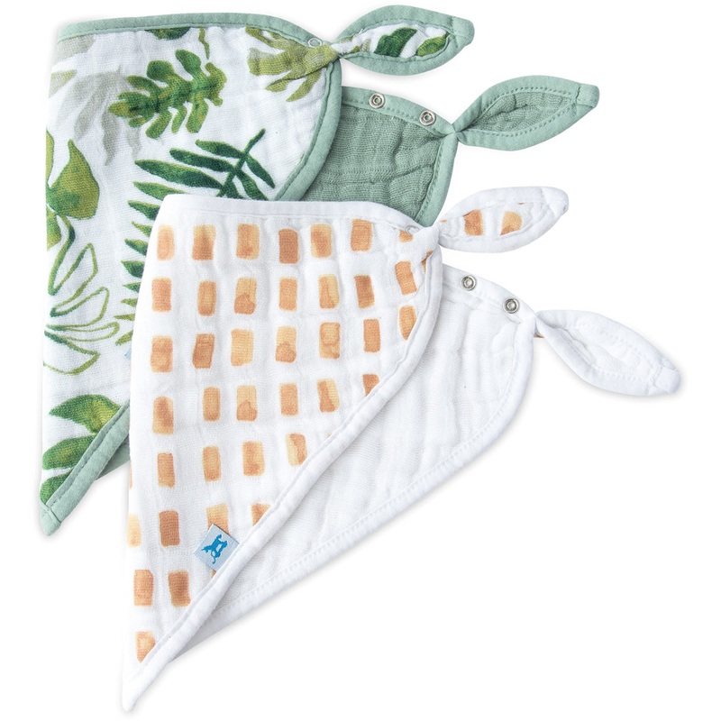 Little Unicorn Cotton Muslin Bandana Bib 2 pack – Tropical Leaf