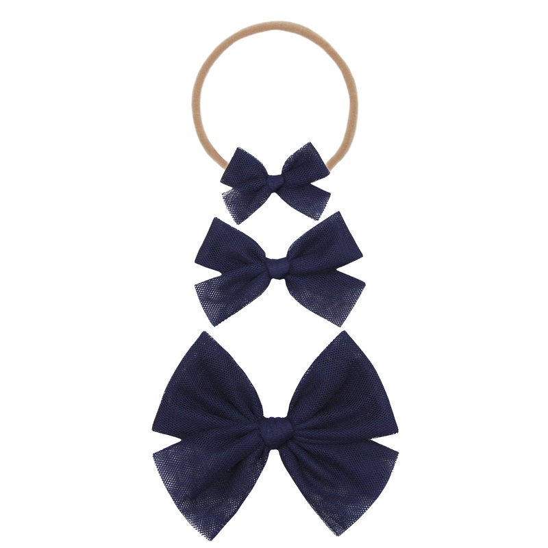 Tulle Bow – Navy Headband