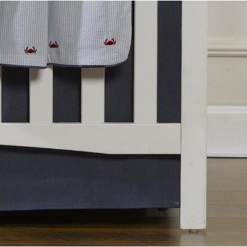 Liz & Roo Navy Linen Crib Skirt 16″ Drop