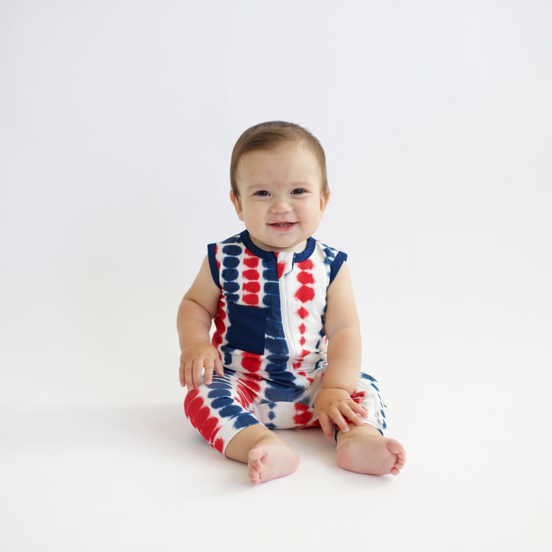 Zippered Sleeveless Romper in Liberty Rip Tide