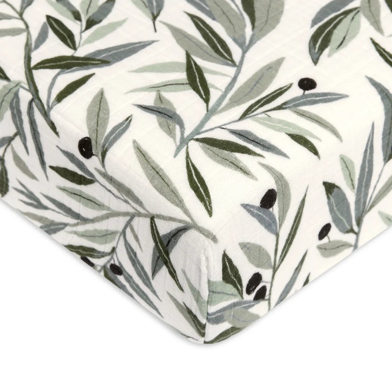 Babyletto Muslin Crib Sheet, Olive Branches