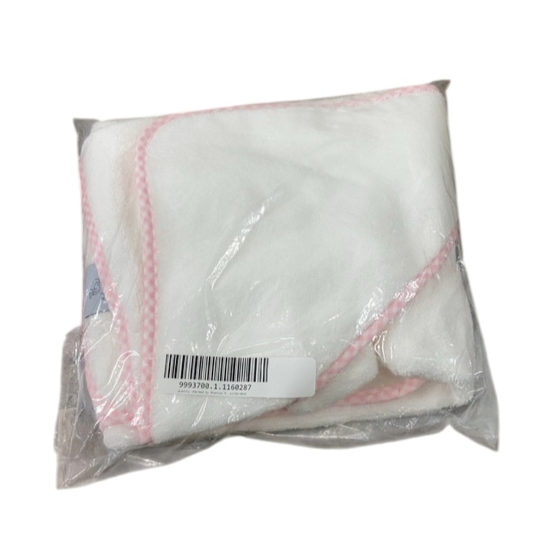 Lil Weezie Baby Hooded Towel, Light Pink Gingham on White