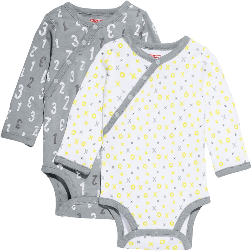 Skip Hop ABC-123 Long Sleeve Bodysuit Set, 2-Pack – Grey (3 Months)