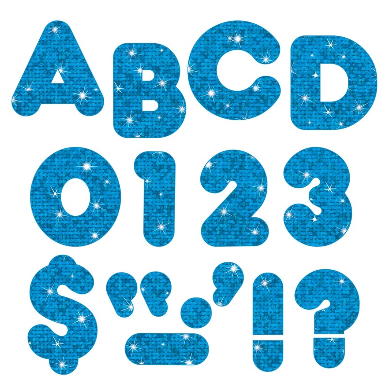 Blue Sparkle 4-Inch Casual Uppercase Ready Letters