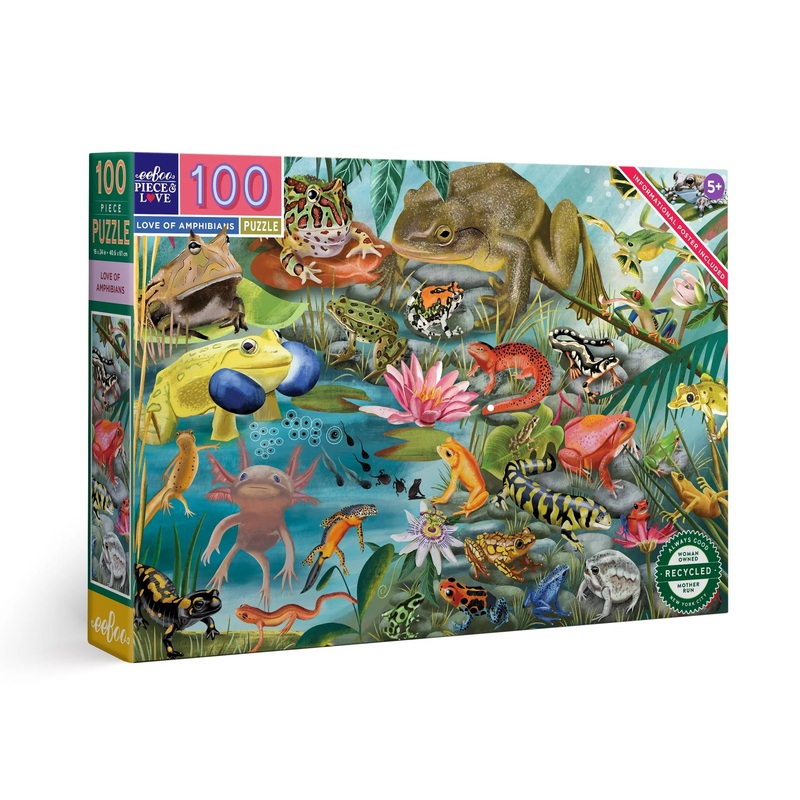 eeBoo Love of Amphibians 100 Piece Puzzle
