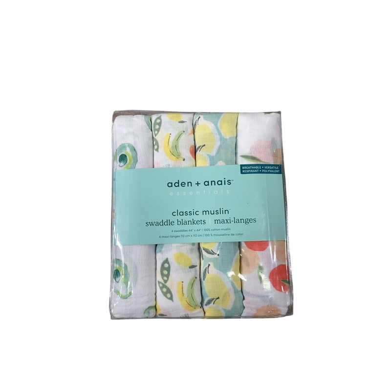 Aden + Anais Cotton Muslin Swaddle, 4 Pack, 44″ x 44″, Classic Muslin, Farm to Table