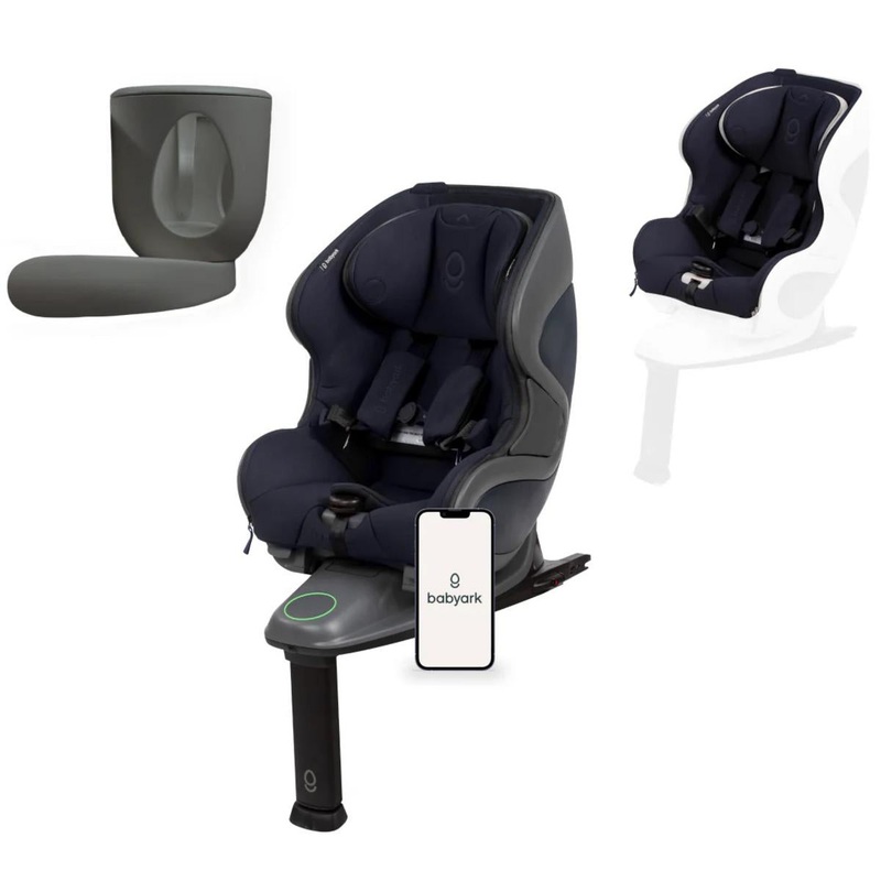 Babyark Smart Convertible Car Seat + Exta Cover + Cup Holder Foodie Bundle – Charcoal Grey / Midnight Blue