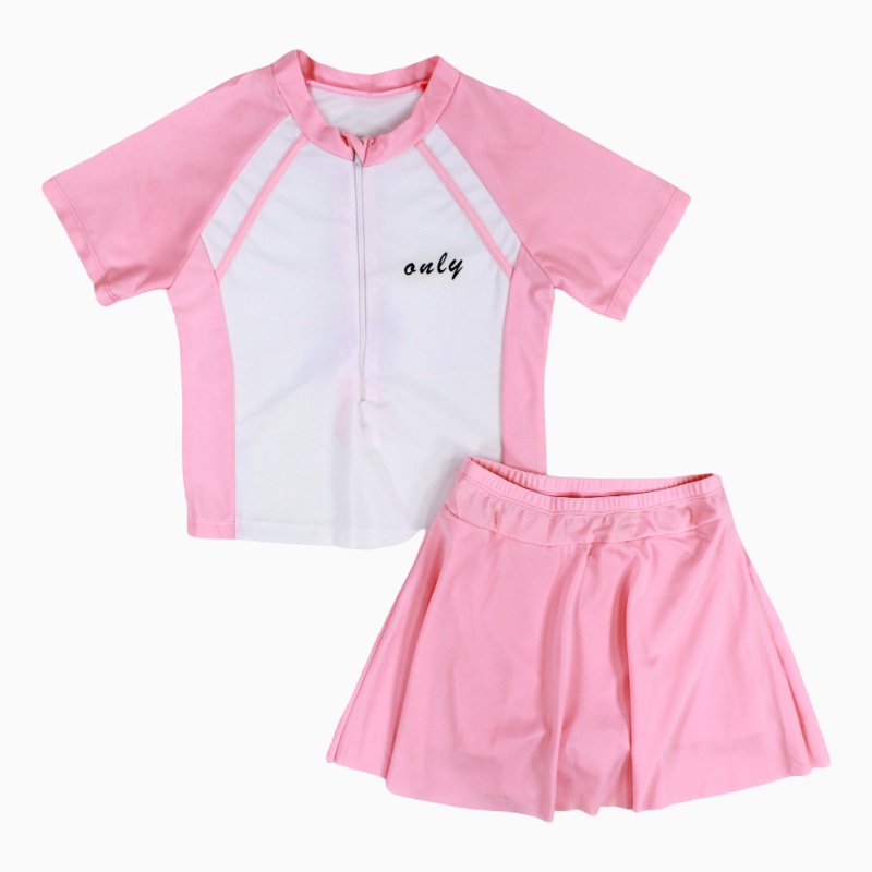 Girls 2-Piece Swimsuit  Pink/White with Only Print