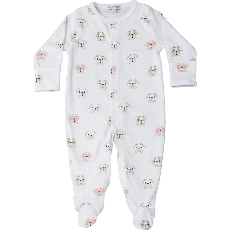Noomie Snap Footie – Pink Bulldog (NB)
