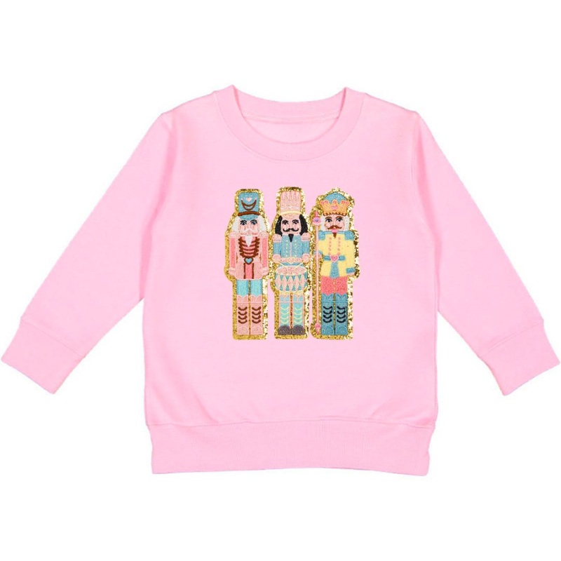 Nutcracker Patch Christmas Sweatshirt – Pink