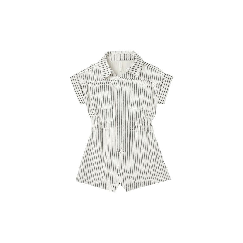 Rylee + Cru Utility Romper || Navy Pinstripe