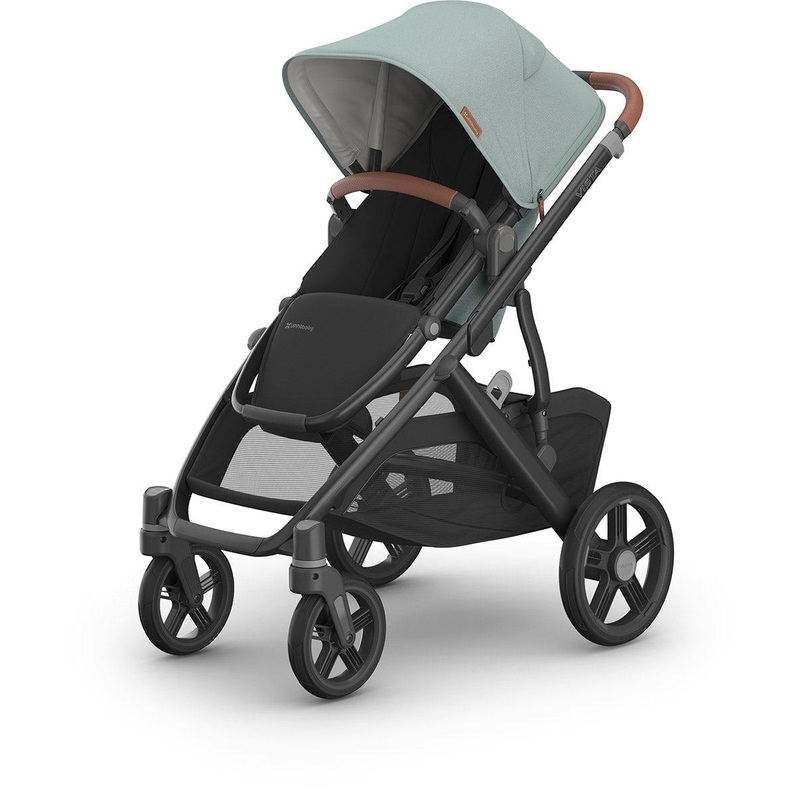 UPPAbaby OPEN BOX Vista V3 Single-to-Double Stroller – Kenzi (Mystic Aqua / Carbon Frame / Saddle Leather)
