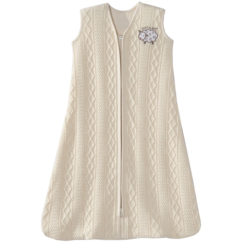 Halo SleepSack 100% Cotton Cable Sweater Knit Wearable Blanket in Cream Lamb – Medium