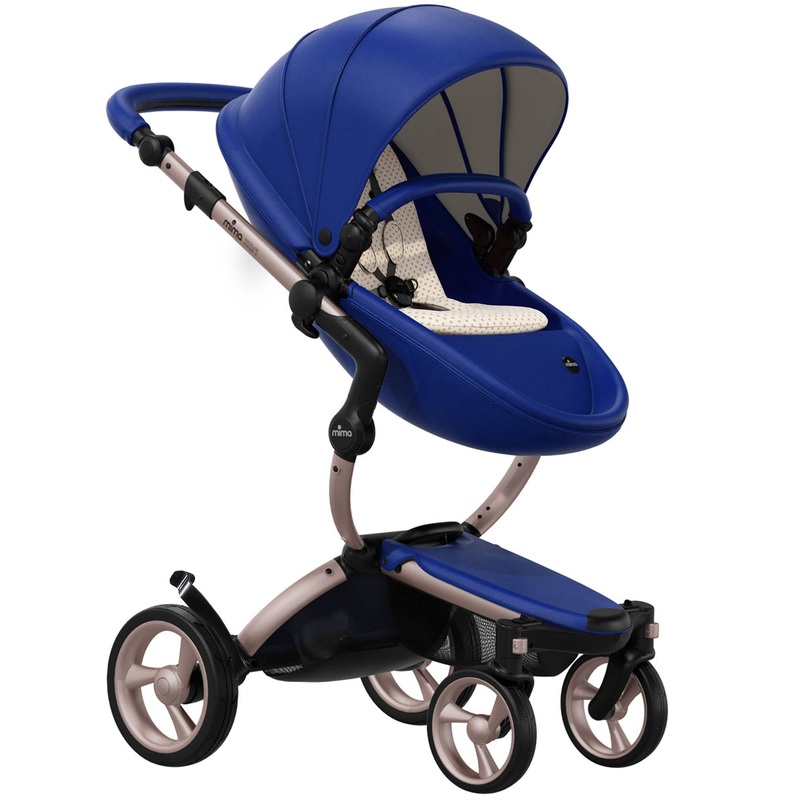 Mima 2019 Xari Complete Stroller, Rose Gold – Royal Blue / Sandy Beige
