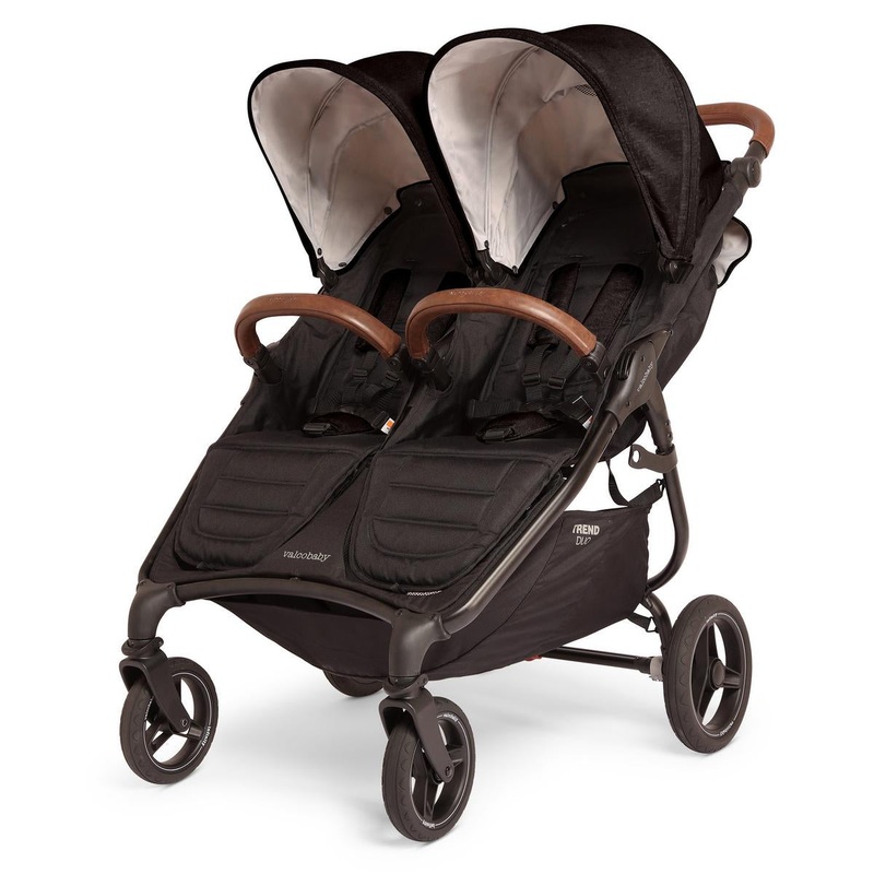 Valco Baby Trend Duo Sport Side by Side Double Stroller – Ash Black / Brown Leatherette