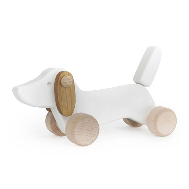 Wooden Dachshund Puppy White