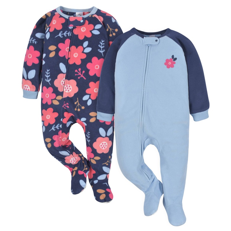 2-Pack Toddler Girls Navy Floral Fleece Pajamas
