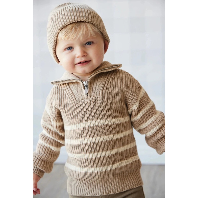 Jack Zip Romper – Lenny Stripe Fawn
