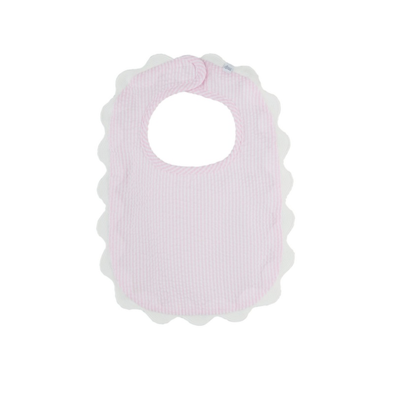 Mud Pie Pink Seersucker Scallop Bib