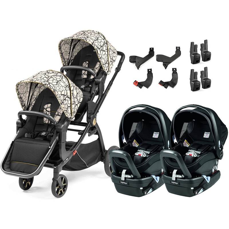 Peg Perego YPSI + Primo Viaggio 4-35 Nido Twin Travel System Bundle – Graphic Gold / Onyx