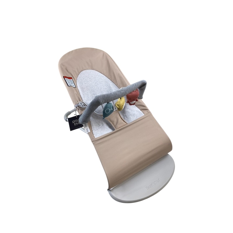 BabyBjorn Bouncer Balance Bundle With Toy Bar, Soft Friends, Light Gray Frame, Beige/Grey