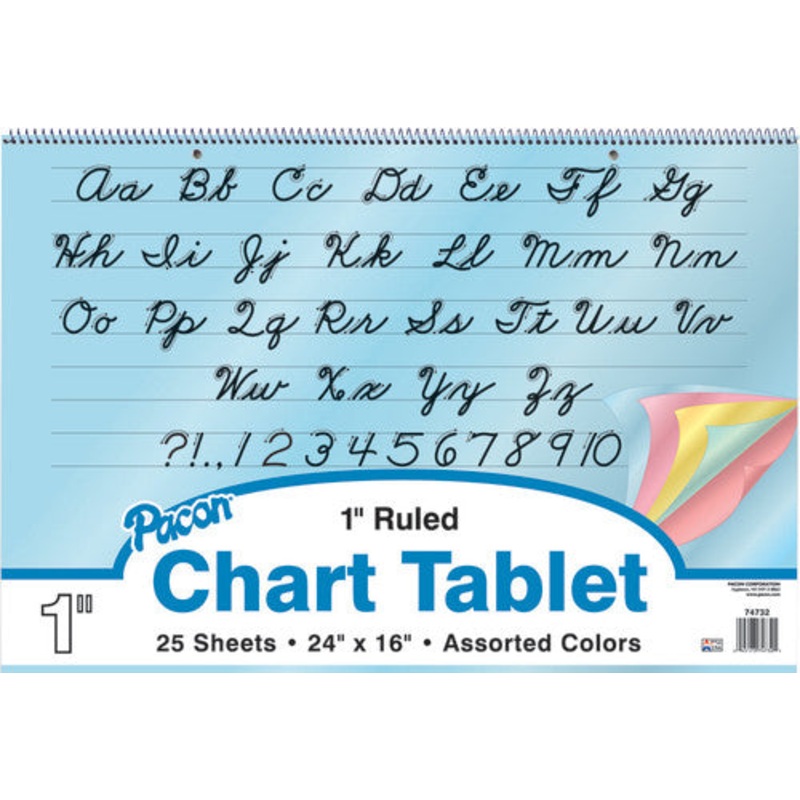 Colored Paper Chart Tablet, 24″ x 16″, 1″ ruled