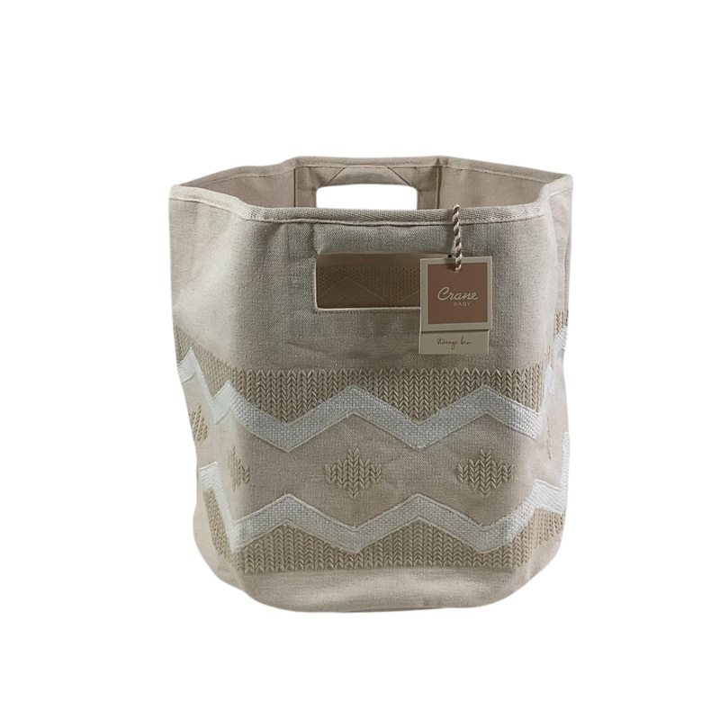 Crane Baby Chevron Neutral Storage Bin