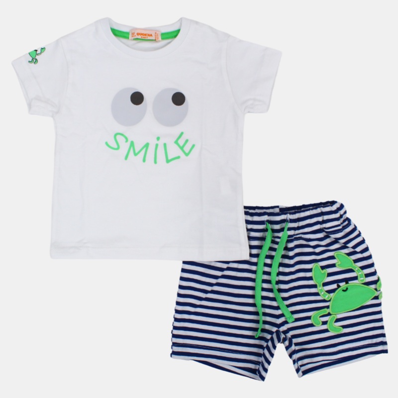 Baby Boys Short-Sleeved 2-Piece Cotton Outfit Set  Fun Design