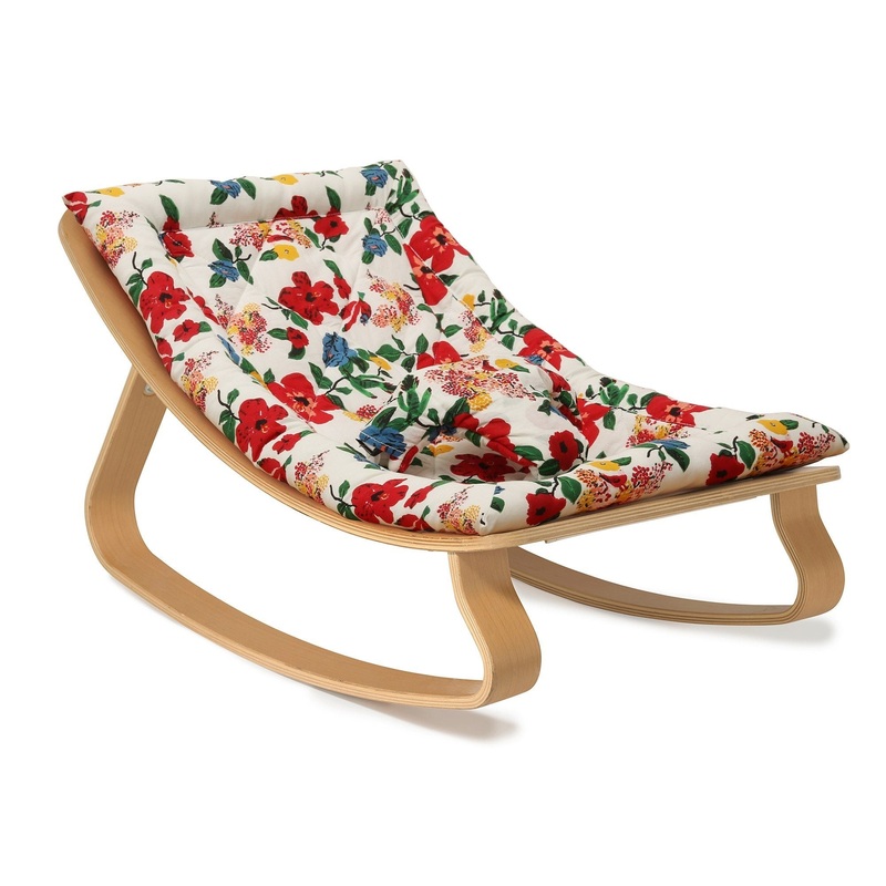 Baby Rocker LEVO Baby Rocker In Beech With Hibiscus Cushion