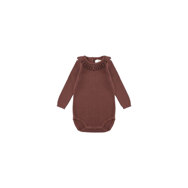 Rylee + Cru Ruffle Collar Bodysuit – Burgandy
