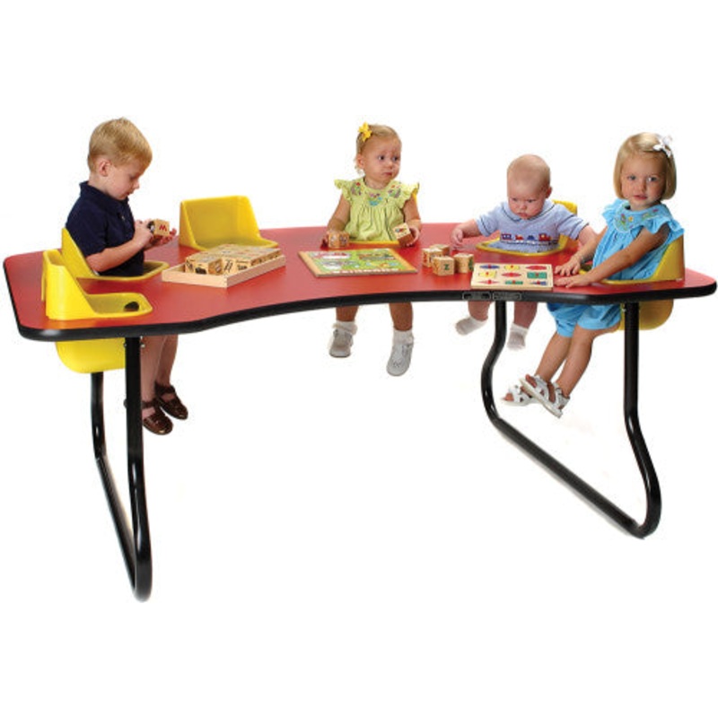 6-Seat Toddler Table, Navajo Red Table Top with Yellow Seats