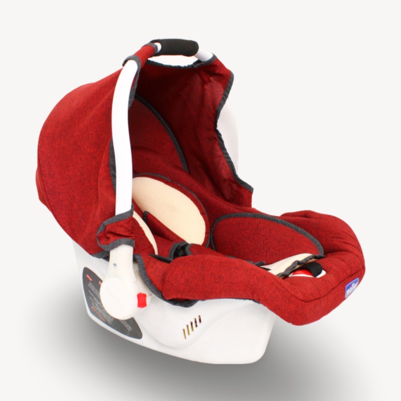 Burgundy & White Maller Baby Car Seat  Lightweight, Safe, and Practical