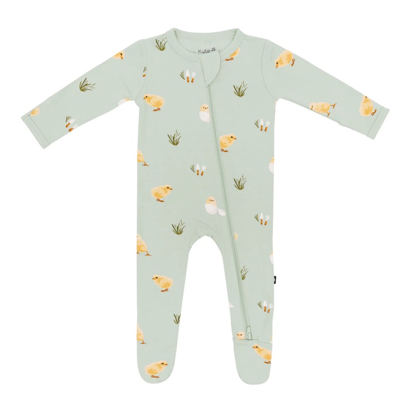 Kyte Baby Zippered Footie – Aloe Chick