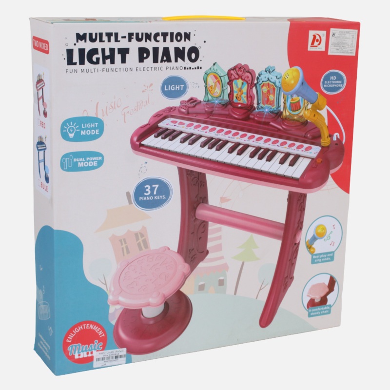Multi-Function Light Piano with Chair – Red