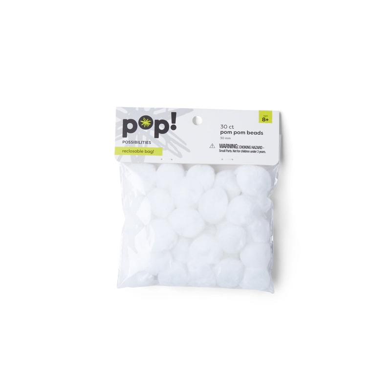 WHITE POM BEADS
