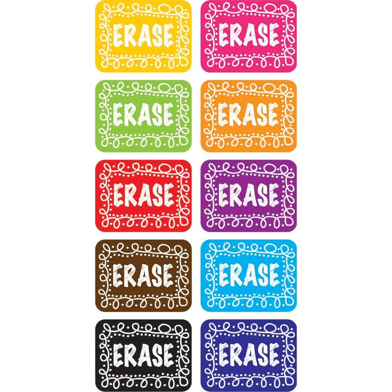 10 Pack Non-Magnetic Mini Whiteboard Erasers, Chalk Loop ERASE Assorted Color