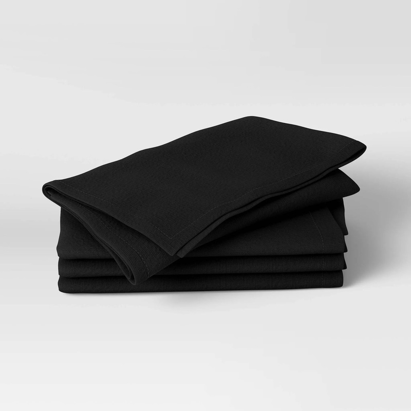 4pk Cotton Easy Care Napkins Black