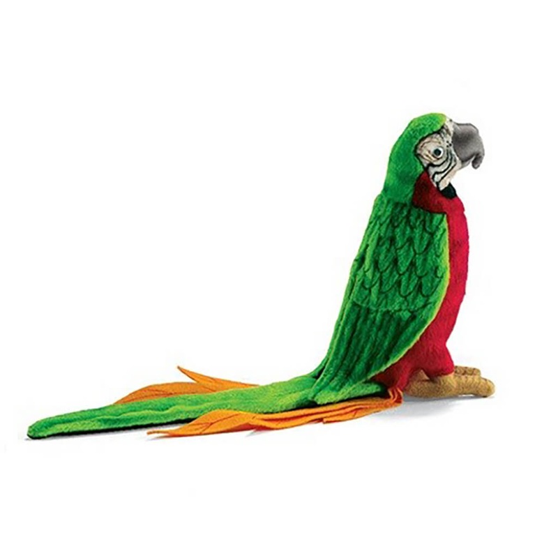 HNC Realistic Plush Animal Parrot Red Green