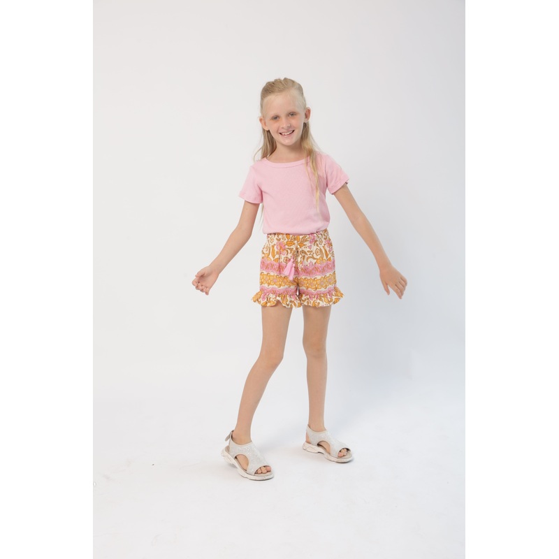 Joyous & Free Ruffle Smock Shorts – Fleur Pink