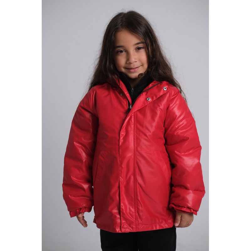 Unisex Red Fur Lined Raincoat